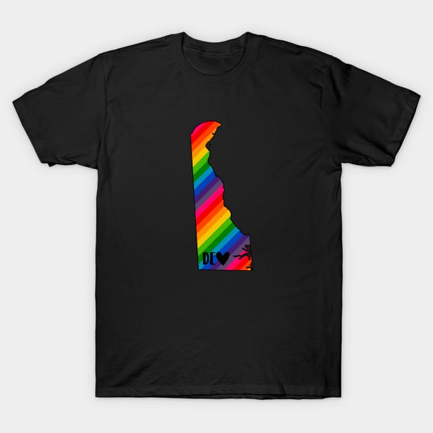 USA States: Delaware (rainbow) T-Shirt by LetsOverThinkIt
